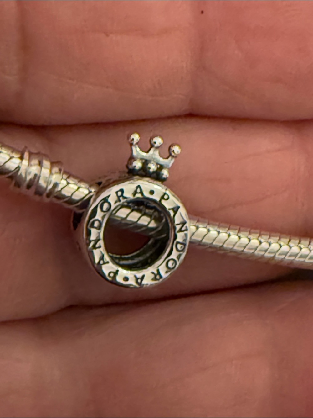 Pandora Silver Crown and Heart Spacer Charm